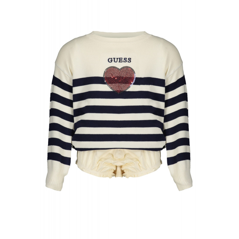 PULL GUESS JEANS BLANC FILLE