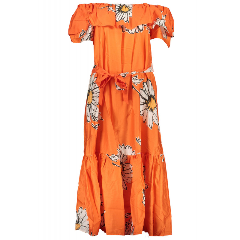 VESTIDO LARGO MUJER DESIGUAL NARANJA