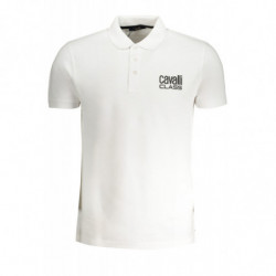 CAVALLI CLASS MEN'S WHITE SHORT SLEEVED POLO SHIRT