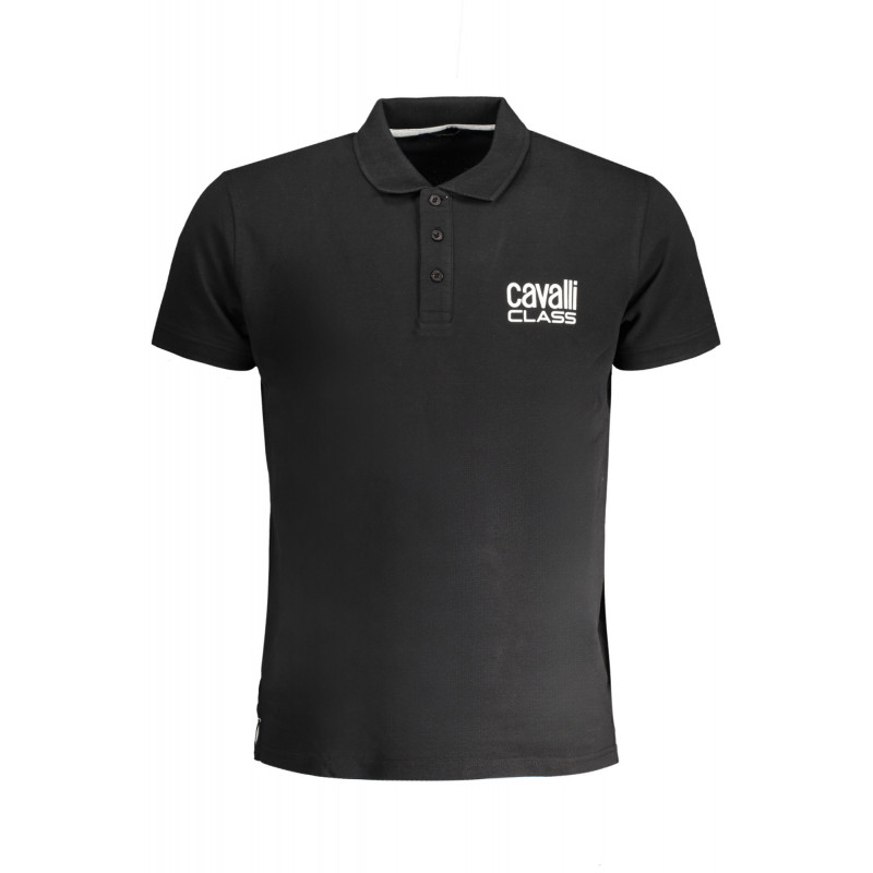 CAVALLI CLASS HERREN-KURZÄRMELIGES POLOSHIRT SCHWARZ