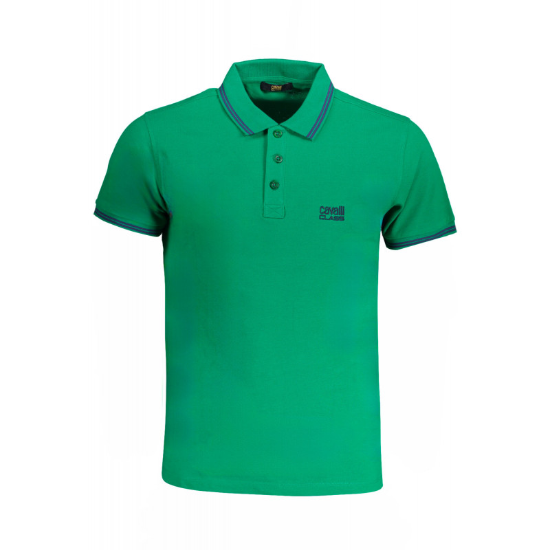 CAVALLI CLASS MEN'S GREEN SHORT SLEEVED POLO SHIRT